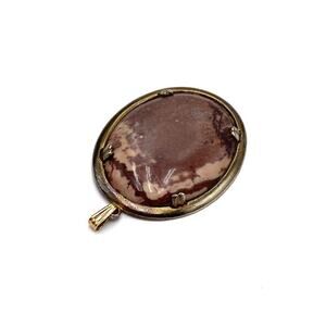 Pendant Vintage Stone red Brown White Spots Estate